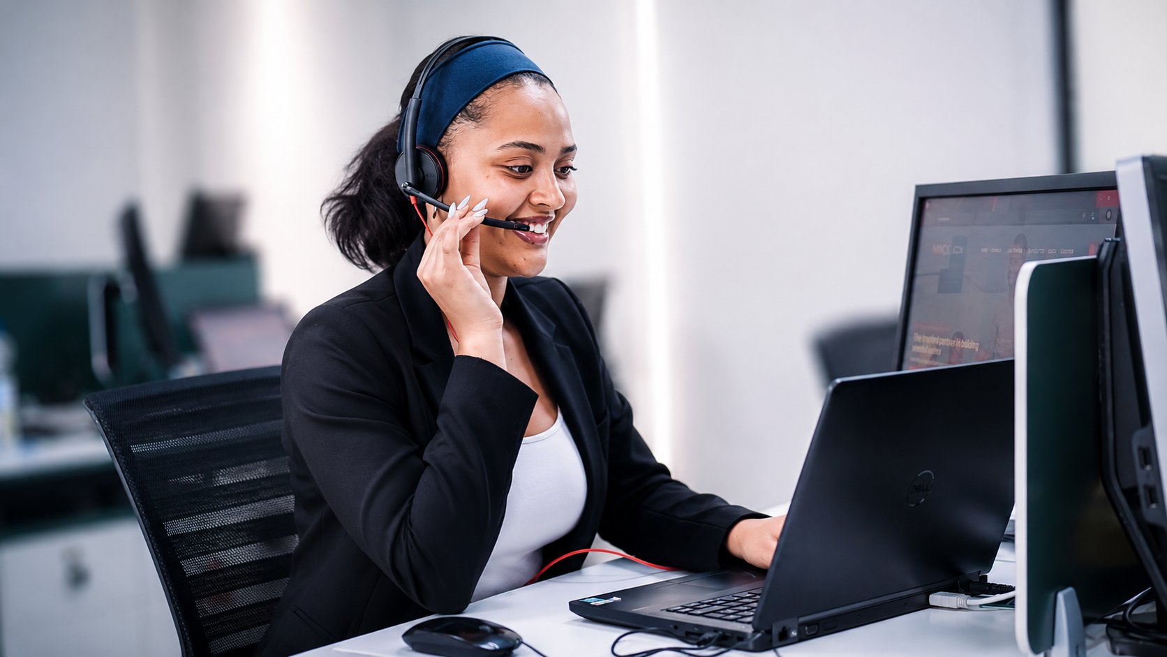 MMCY CX agent on a headset